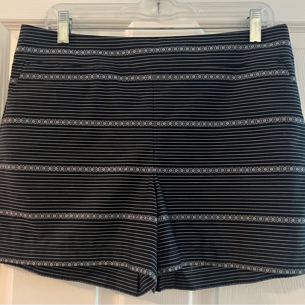 LOFT High Waist Striped Shorts - Black and White